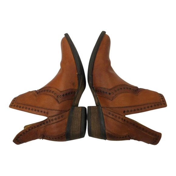 Very Volatile Brescia Western Boot Womens 7 Bootie Ankle Slip On Brown Leather - Picture 6 of 16